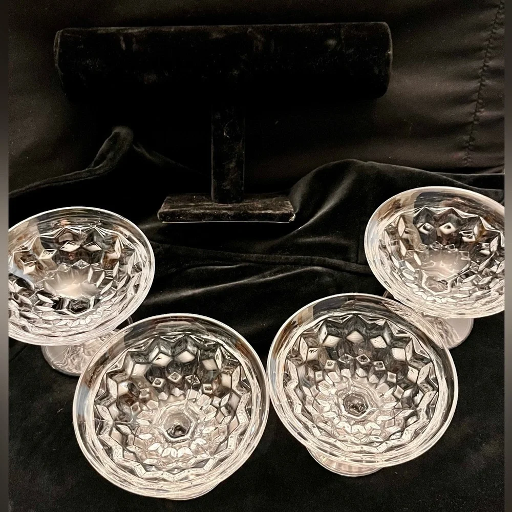 Vtg Fostoria American Clear Glass Shiny Champagne Sherbet Dessert Cups Set of 4